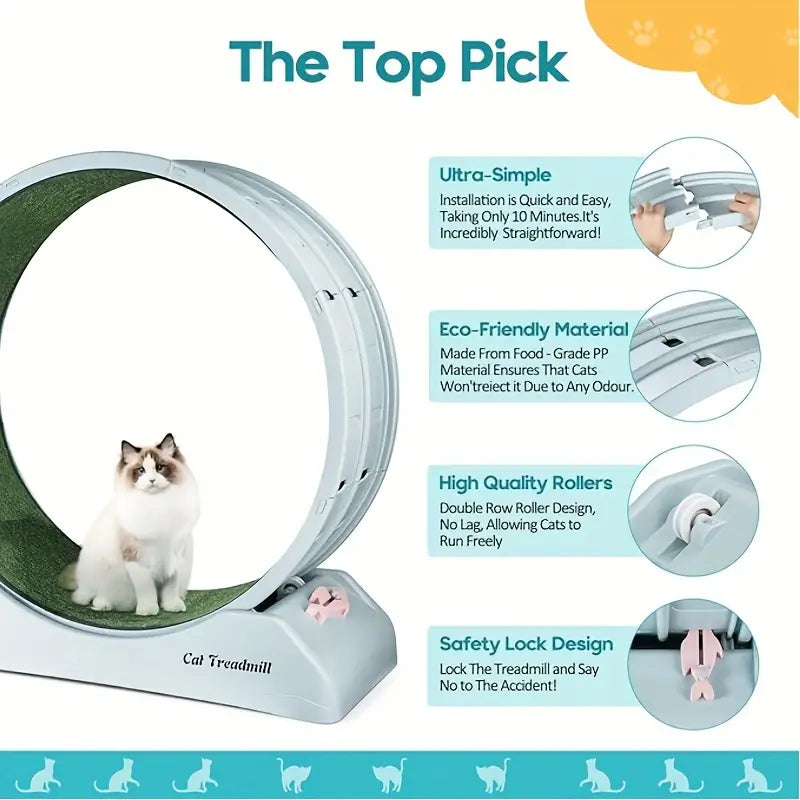 Pet Fitness Wheel - Interactive Treadmill for Cats and Dogs Grey