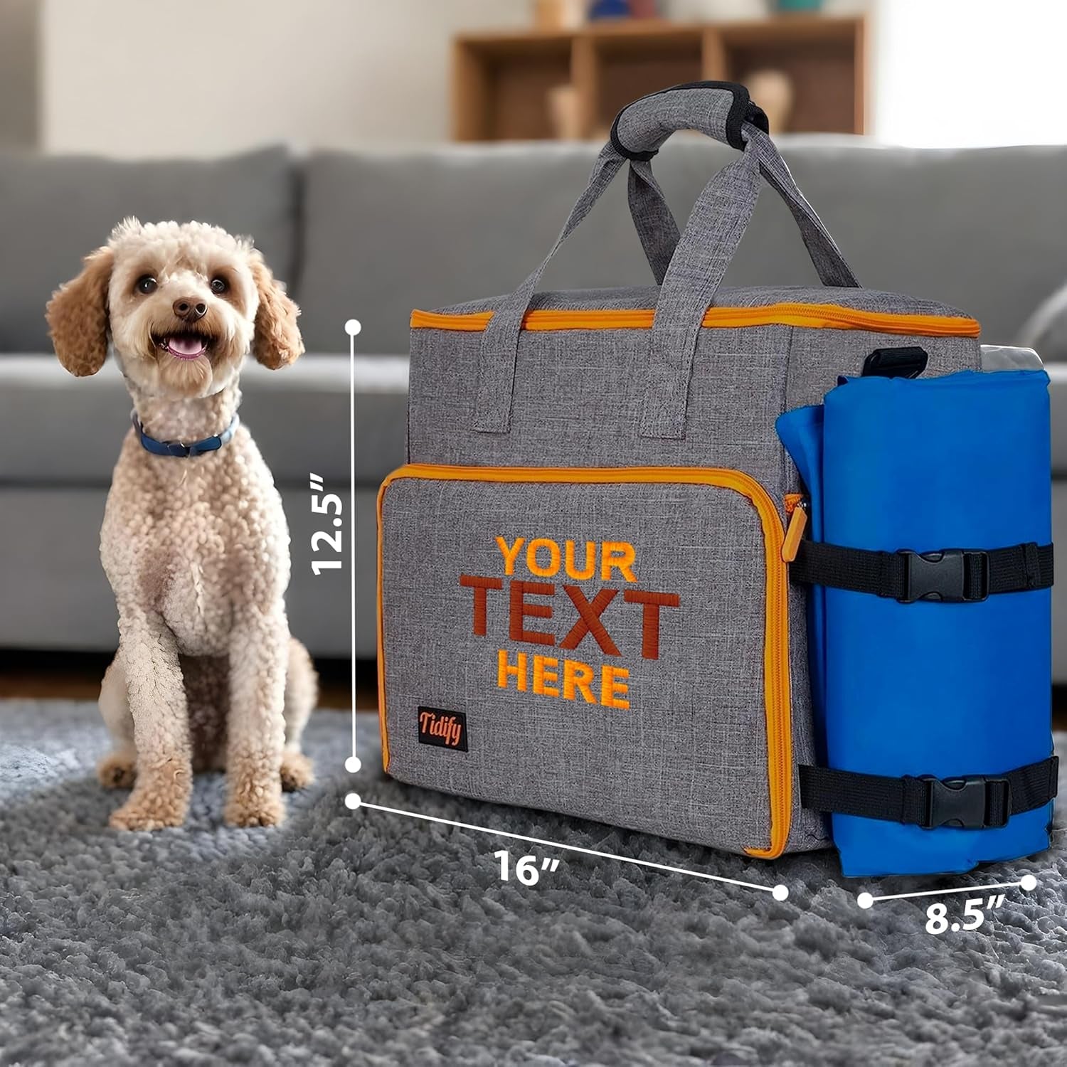 Customized Dog Travel Bag - You Name It and We Make It, Your Own Personalized Pet Travel Bag, Make It Special for You and Your Pet. (Light Grey)
