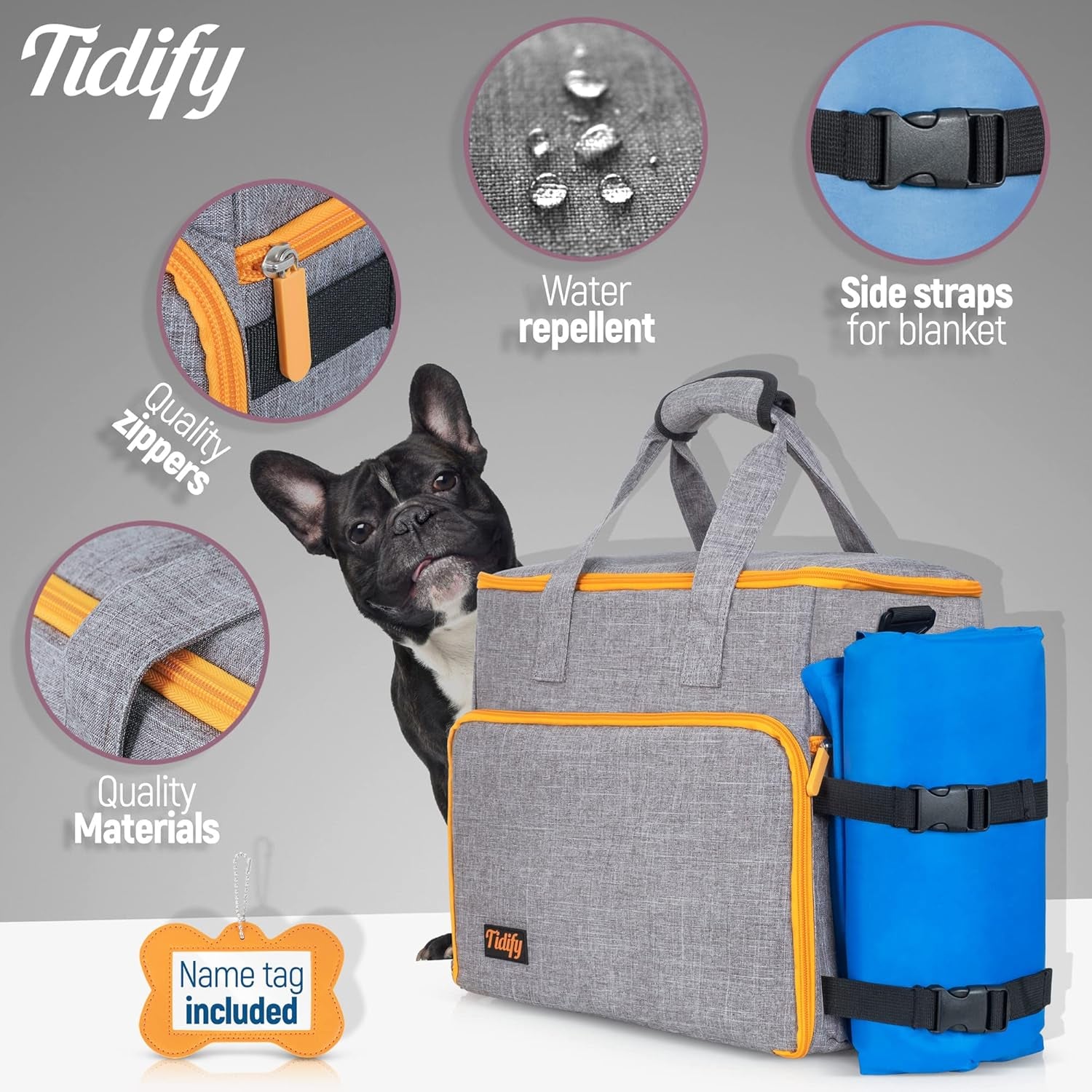Customized Dog Travel Bag - You Name It and We Make It, Your Own Personalized Pet Travel Bag, Make It Special for You and Your Pet. (Light Grey)